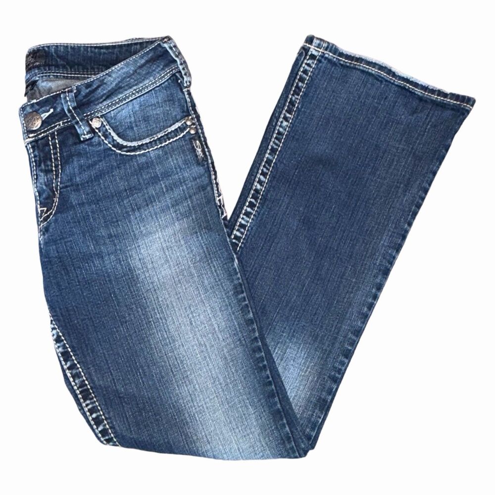 Silver Jeans Womens 28x32 Suki Boot Cut Flare Contrast Stitching Western Country